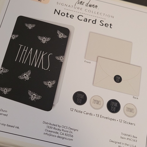 🔥2For$20 Rae Dunn "THANKS" Bee Blank Note Card Set NEW - Picture 2 of 3